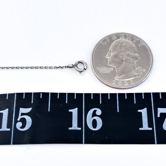 Vintage Sterling Silver 925 Crystal Pink Enamel Flower Pendant Necklace 14”-16” - Picture 5 of 6